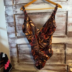 Miraclesuit Women's One Piece in Brown and Orange